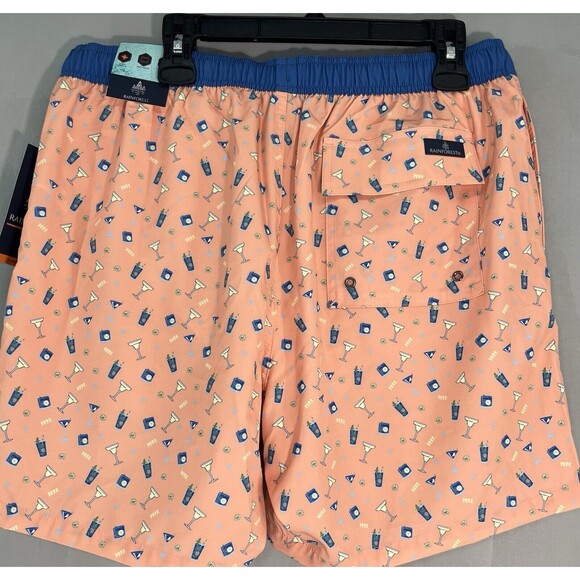 Men’s Rainforest Swim Trunks Coral Martini Beach Summer Drawstring Large NWT - Picture 2 of 7